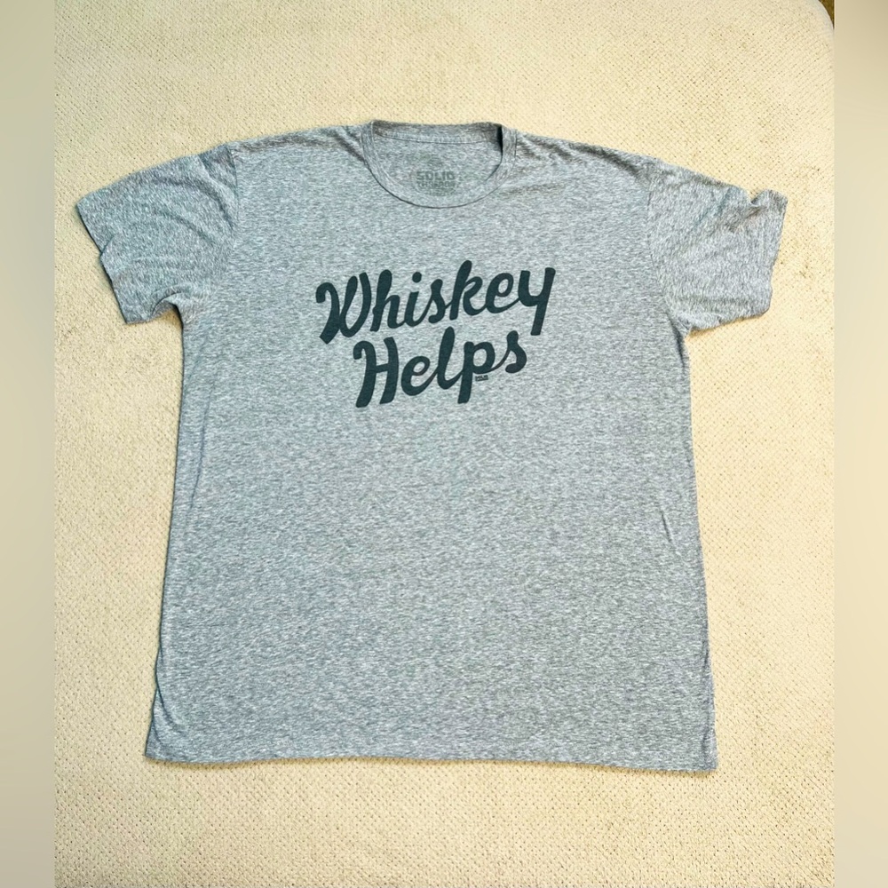 Solid Threads WHISKEY HELPS Men’s XL Crewneck Short Sleeve Cotton Blend T-shirt